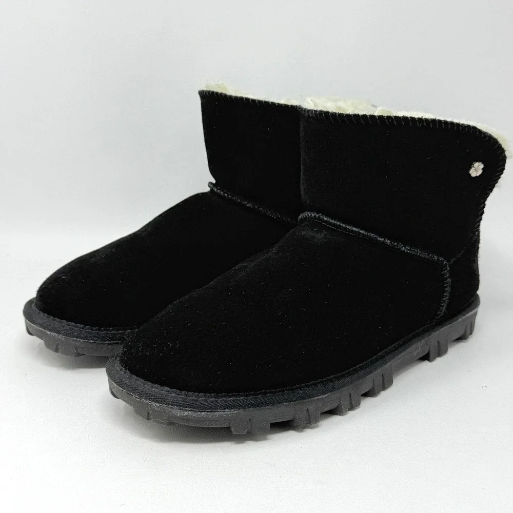 Tommy Bahama Afet Womens 9‎ Black Suede Ankle Boots Faux Shearling Indie Street
